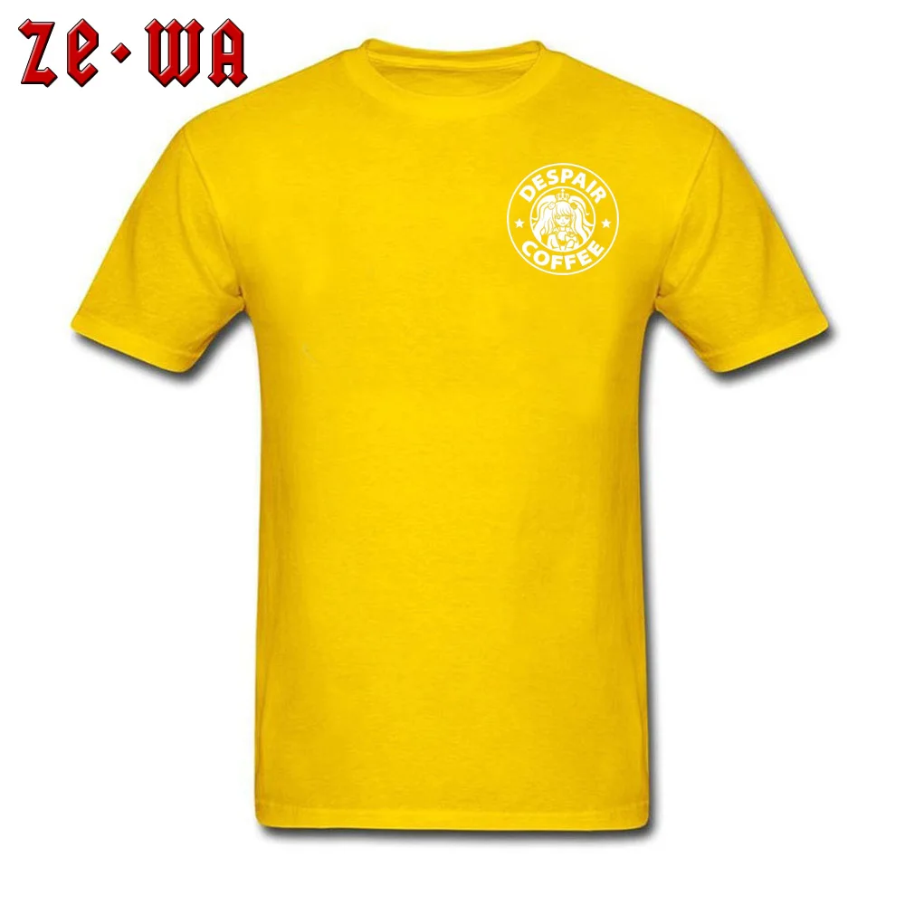 Аниме футболка Мужская футболка Despair coffee Danganronpa Zero Топы И Футболки черные белые хлопковые футболки японские комиксы ужасов - Цвет: Chest Print Yellow