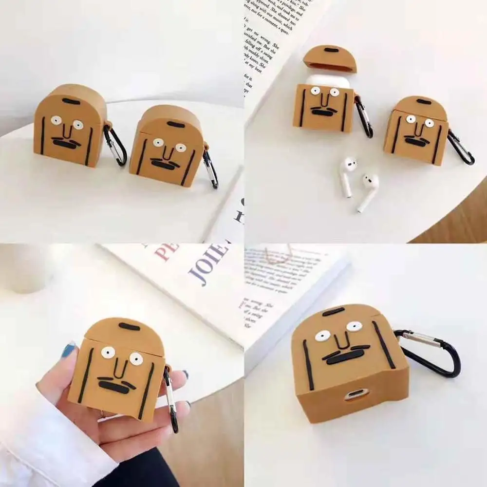 

Korea Cute Funny people soft silicone Protective for Apple AirPods 1 2 Bluetooth Wireless Earphone Cover Charging Box writh hook