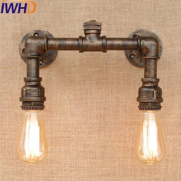 IWHD Loft Retro Iron Water Pipe Lamp Industrial Edison Wall Sconce Switch Vintage Wall Light ...
