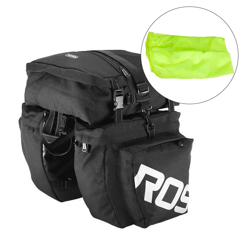 ROSWHEEL 3 в 1 велосипед 35Л дорожный велосипед MTB задняя стойка сумка новая велосипедная багажная сумка армейский зеленый велосипед Паньер с дождевиком - Цвет: Black With RainCover
