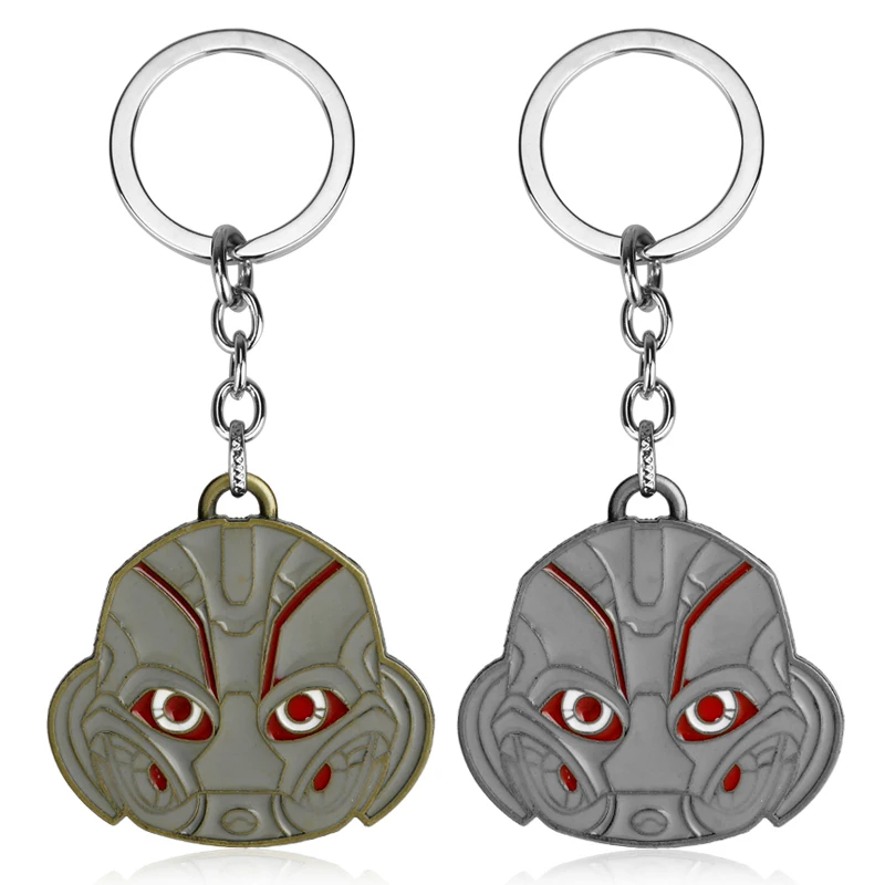 Мстители 2 Возраст Альтрона головы брелок Marvel Comics Jewelry цепочки и ожерелья кулон супергерой сплава брелок Подвески для ключей для мужчин