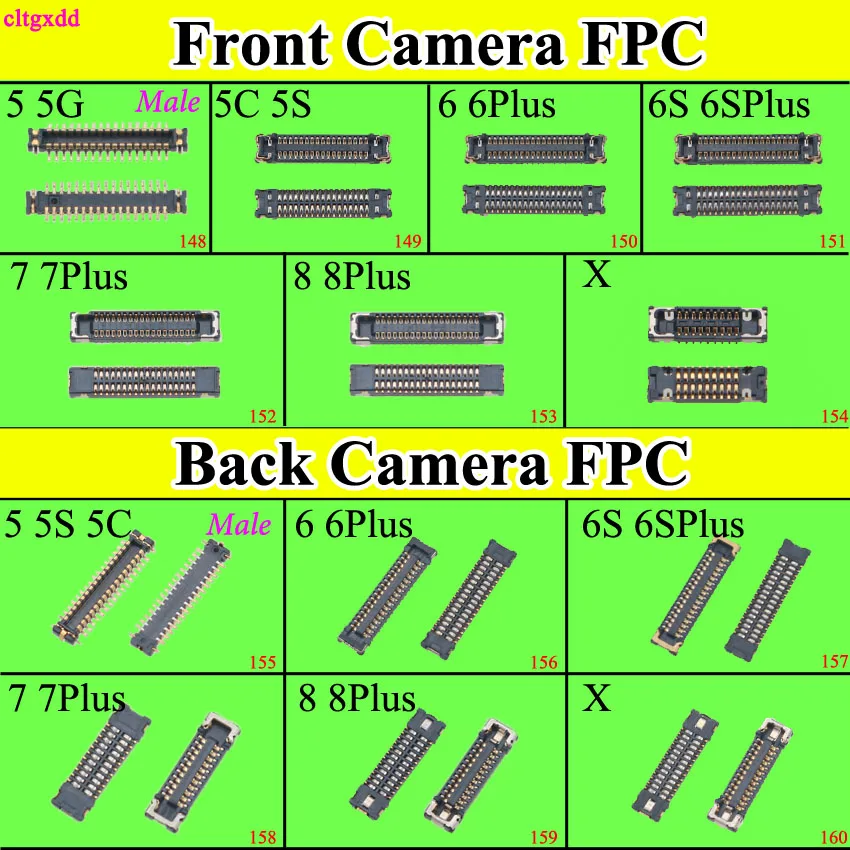 1X задняя и фронтальная мини-камера шлейф штекер FPC разъем на материнскую плату для iPhone 5 5S 5C 6Plus 6SP 7 8 Plus X