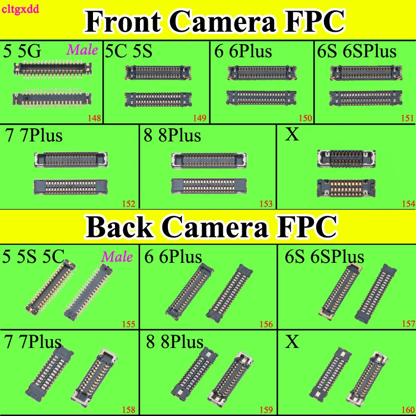 

1X Rear back & Front Small Camera Flex Cable FPC Plug Connector On Motherboard Mainboard For iPhone 5 5S 5C 6Plus 6SP 7 8 Plus X