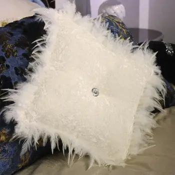 

New Velvet feather around Cushion Pillow cushion with filling diamond button sofa seat bed home Dec wholesale FG645