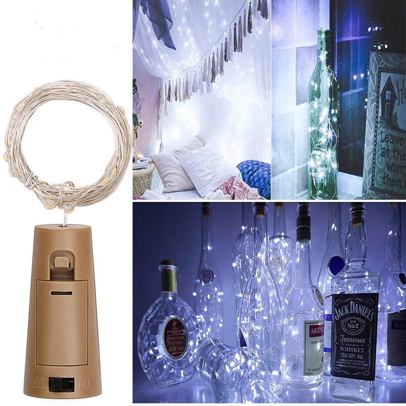 

String led Wine Bottle with Cork 20LED Bottle Lights Battery Cork for Party Wedding Christmas Halloween Bar Decor Warm White