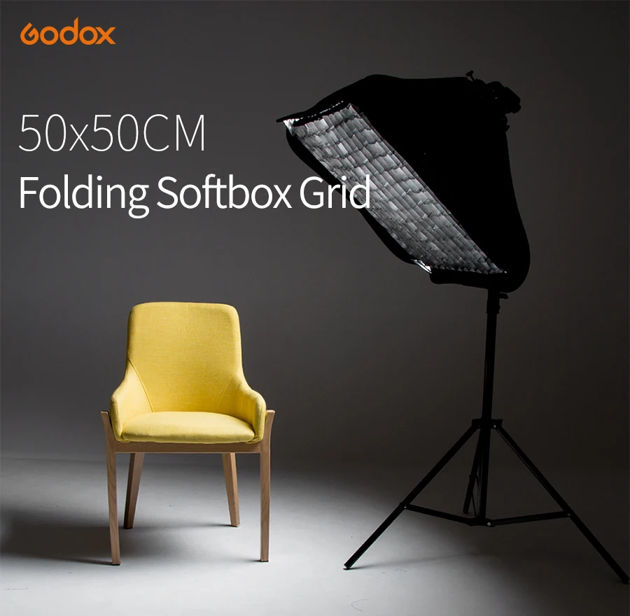 Godox регулируемый 50x50 см 2"* 20" вспышка софтбокс+ S Тип Кронштейн+ сотовая сетка комплект для вспышки Speedlite студийной съемки