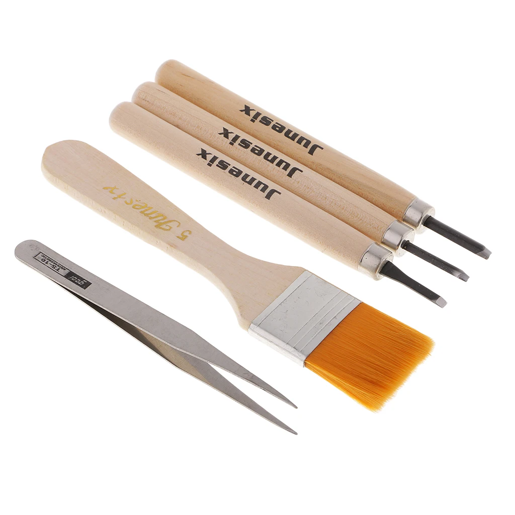 1 Set DIY Rubber Stamp Carving Block with Chisels Tracing Paper Blades Cutting Mat Tools Ink Pad Kit for Scrapbook Card Making