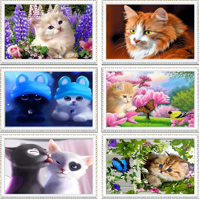 

40*30cm DIY 5D Diamond Mosaic Cartoon Cats Handmade Diamond Painting Cross Stitch Kits Diamond Embroidery Patterns Rhinestones