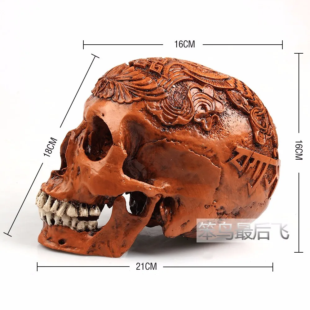 Tamanho do Crânio Modelo de Esqueleto Modelo de Ensino de Arte Egito Antigo Marrom Modelo Vida Resina Crânio Humano Frete Grátis 1: 1 5 China human skull model Suppliers