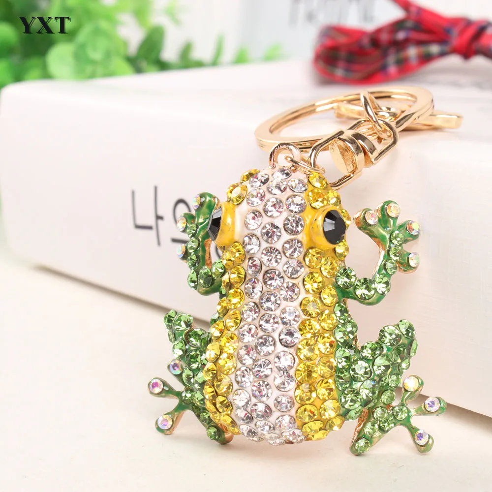 Lovely Frog Keyring Crystal Rhinestone Charm Pendant Purse Bag Car Key