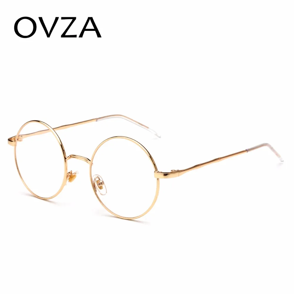 Ovza Ретро круглая рамка для очков Для женщин большого металлического изделия с жемчугом, оптические очки мужские модные очки для чтения S3010