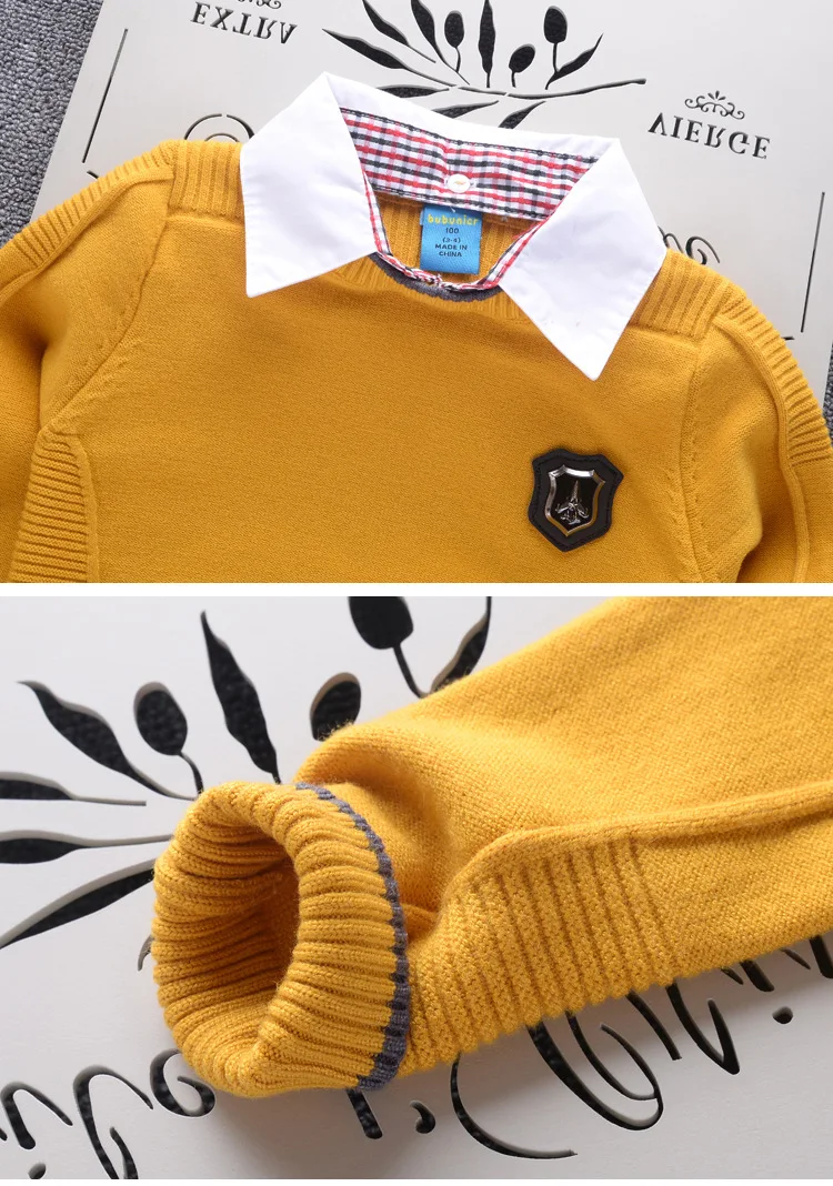 Элегантные свитера с отложным воротником для мальчиков и девочек, весенне-осенние Топы, детская одежда, детская одежда для торжественных случаев
