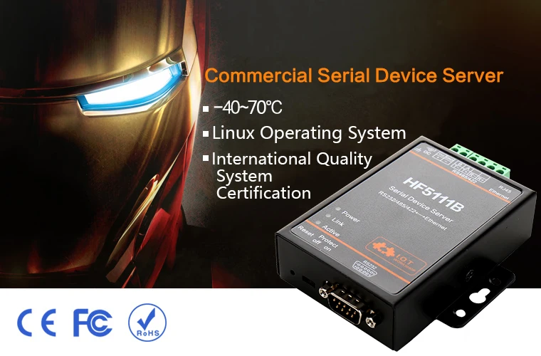 Сервер последовательных устройств HF5111B RS232/RS485/RS422 серия в Ethernet RTOS