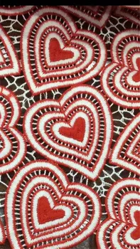 

Multicolor cord Lace Fabric High Quality in red and white color African French Net Lace Fabric for party dresses