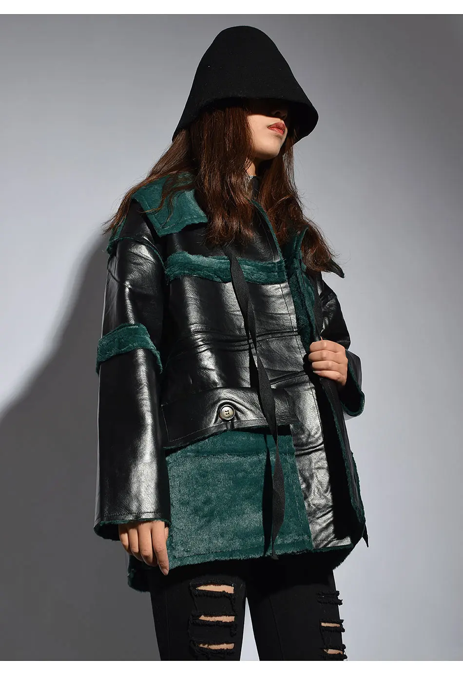 [XITAO] корейская мода, новинка, Женское зимнее корейское пальто с открытым стежком и отложным воротником, полный рукав, женское лоскутное пальто с карманами, смесь LYH2652