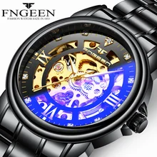 FNGEEN Luxury Mens Watches Top Brand Automatic Mechanical Watch Men Black Hollow Face Waterproof Clock Casual Male Wristwatch FNGEEN Luxury Mens Watches Top Brand Automatic Mechanical Watch Men Black Hollow Face Waterproof Clock Casual Male Wristwatch