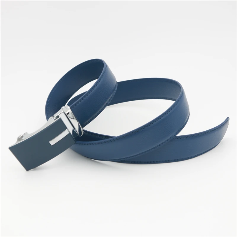 

WESTERN AUSPICIOUS Genuine Leather Belt Men Blue Strap Automatic Male Belts Super Cinturon Hombre