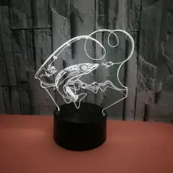 3D светодиодный ночник порыбачить рыба с 7 цветов свет для украшения дома лампы удивительный визуализации Оптические иллюзии лампа