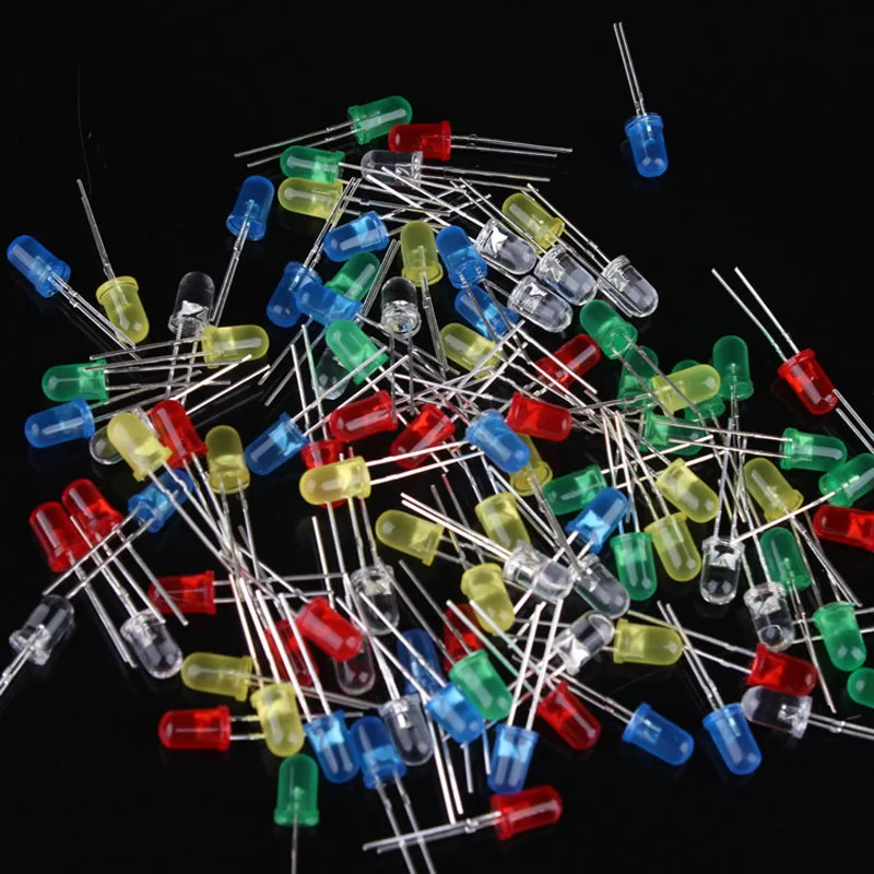 

LED Diode 1Color=100pcs/5Colors*20pcs=100pcs/lot Emitting Light Round Lamp 3mm/5mm Red Green Blue Yellow White Free shipping M1