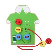 Деревянные детские дети раннего обучающие игрушки для детей бусинами шнуровочная доска Детские деревянные игрушки Для детей нашивные пуговицы игрушка в подарок