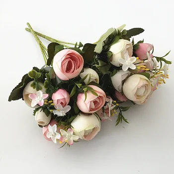 

1pc/lot 2018 New Artificial Silk Tea Rose Flower Bouquet for Home Furnishing Decoration