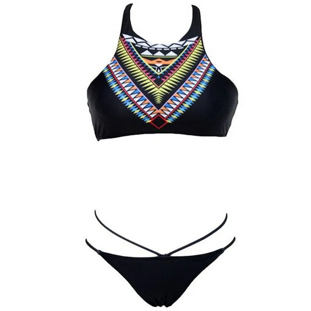 2019 New Sexy Bikinis Women Swimsuit Bohemia High Neck Bikini Set 