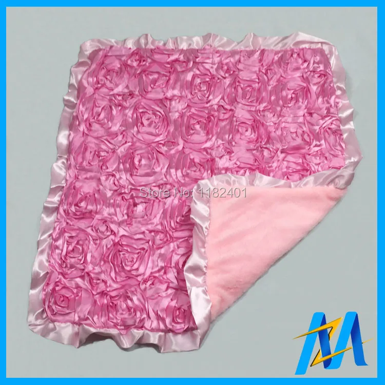 Bebe Doux Couvertures 100 Polyester Pas Cher Bebe Couverture 3d Satin Fleur Bebe Bapteme Couverture En Peluche Bebe Rosette Minky Couverture Aliexpress