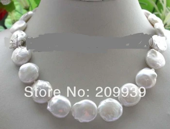 

Free shipping 003136 17.5" Genuine Natural 19-20mm white Reborn Keshi Pearl Necklace 14