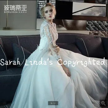 

Vestidos De Noiva 2017 a line long sleeve wedding dress lace appliques beaded formal bride gowns best selling