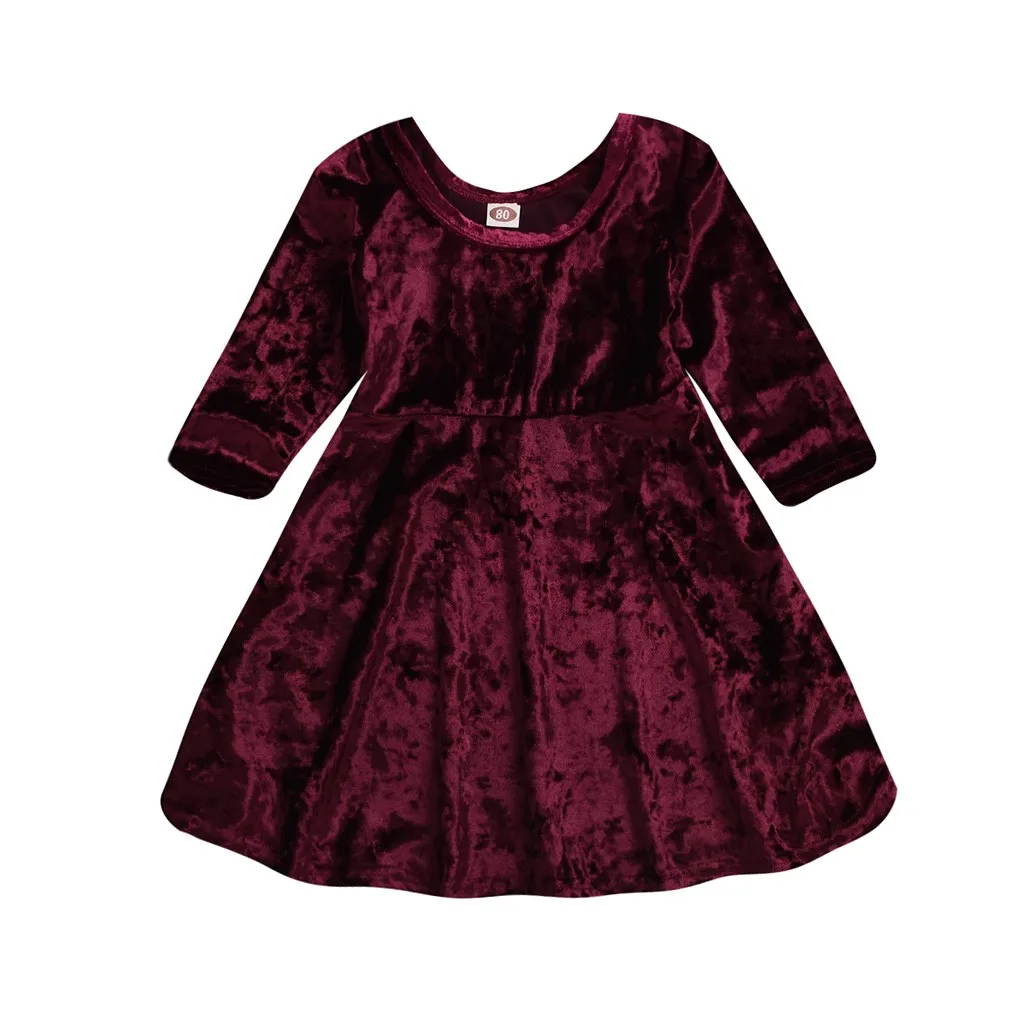 

Christmas Red Velvet Dress For Girls Long Sleeve Regular Dress Sequin Party Dance Princess Dress for kids Winter Sundress 1D6