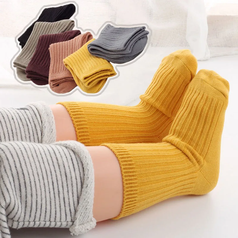 Однотонные детские носки для малышей теплые носки для маленького мальчика/девочки, Осень-зима, детские короткие носки-трубы для малышей Sokken Meia Infantil