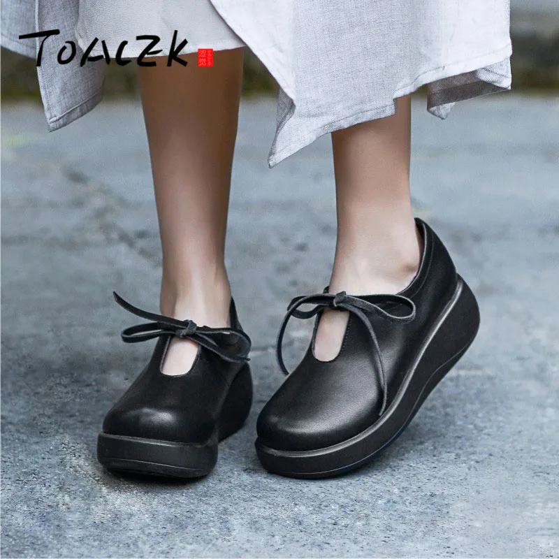 

Hand-made leather women's shoes thick sole leisure and comfortable joker single shoes spring and summer comfortable women's shoe
