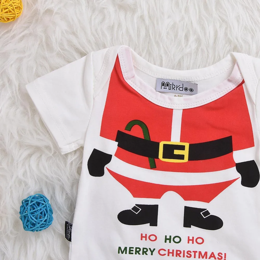 Baby Boys Merry Christmas Romper Outfit Cotton Short Sleeve Santa Claus Romper Sunsuit Clothing Bebe Ropa 70 100cm in Rompers from Mother & Kids on