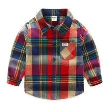 Bebê meninas meninos camisas 2018 crianças roupas de moda primavera outono bebê meninos camisas de manga cheia xadrez crianças roupas bc214