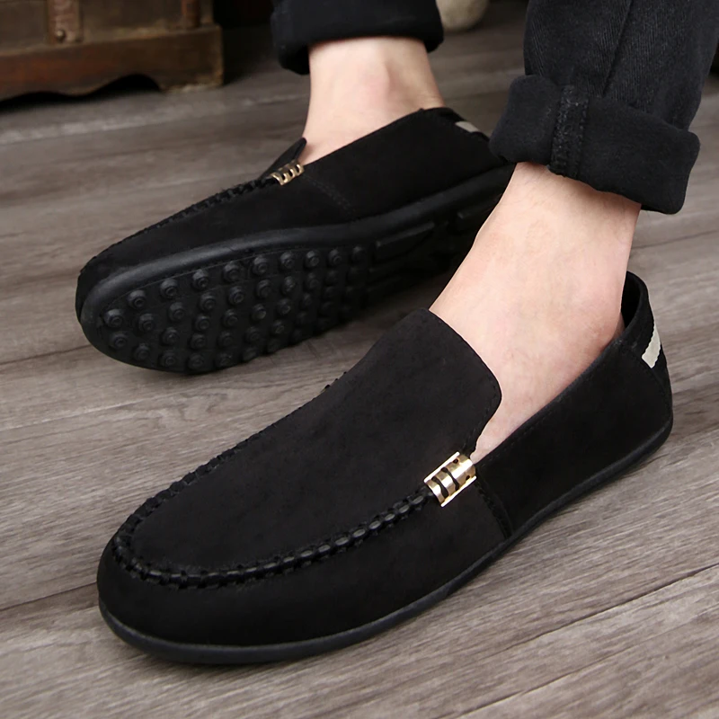 Merkmak Suede Men Loafers Spring Autumn Fashion Shallow Slip On Breathable Men Dress Shoes Wedding Party Men's Footwear Flats