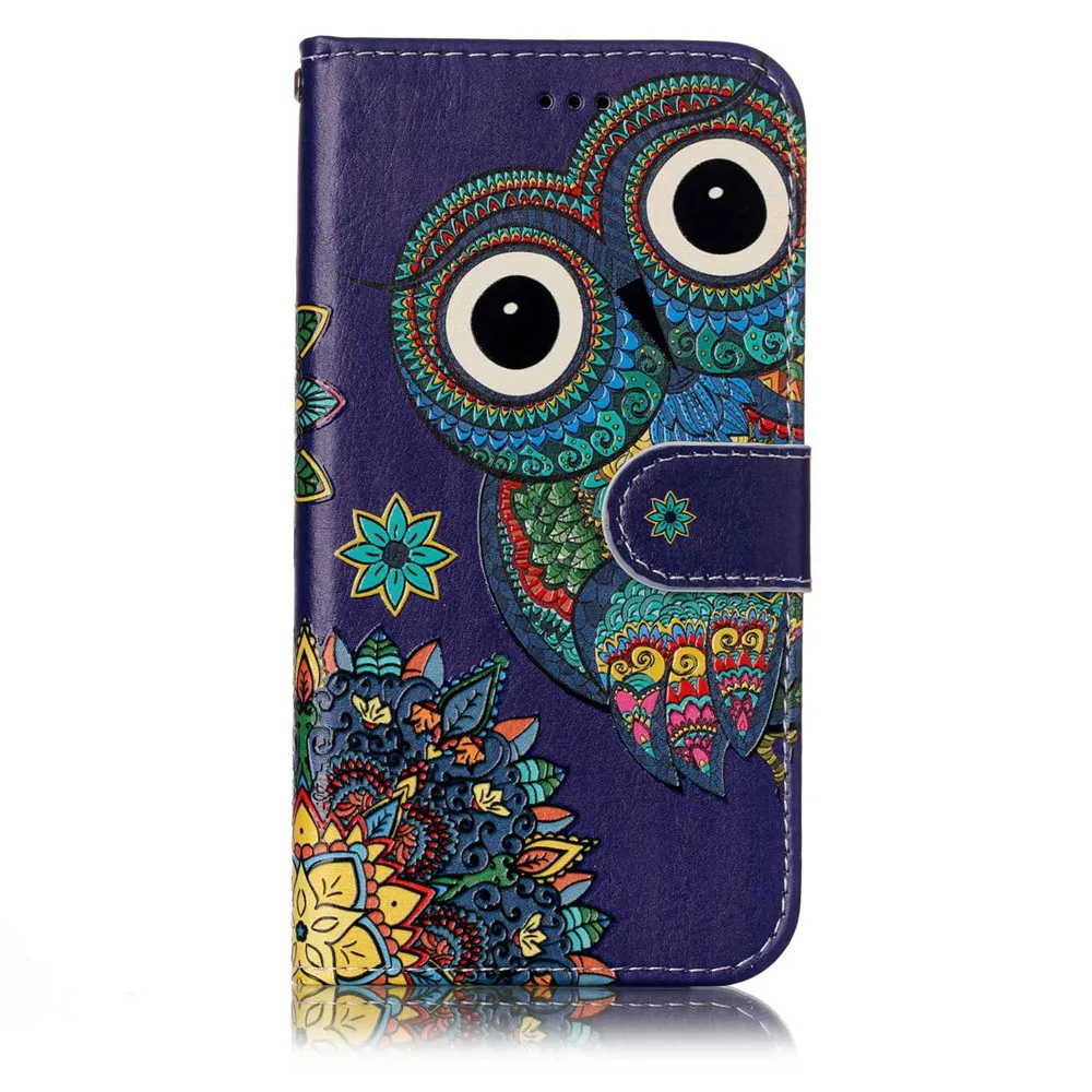 Кожаный чехол для samsung galaxy A5 2017 A3 Лев Сова Волк тигр PU Печать флип J3 2016 J2 Prime|cover for
