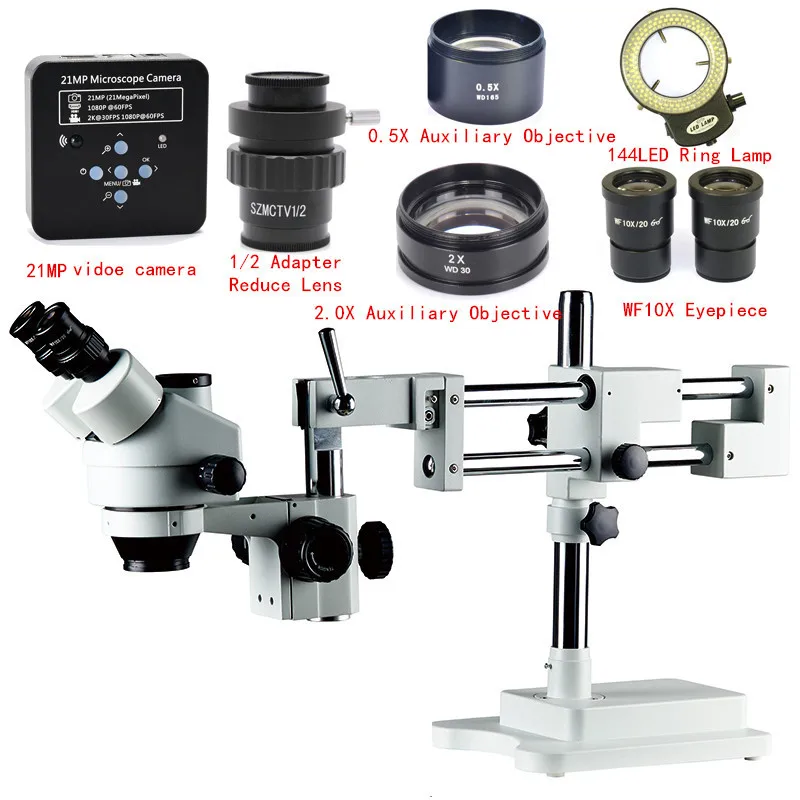 

21MP 1080P HDMI Digital Camera 3.5X-90X Simul-Focal Trinocular Stereo Microscope 144LED Adjustable Light Source Phone Repair