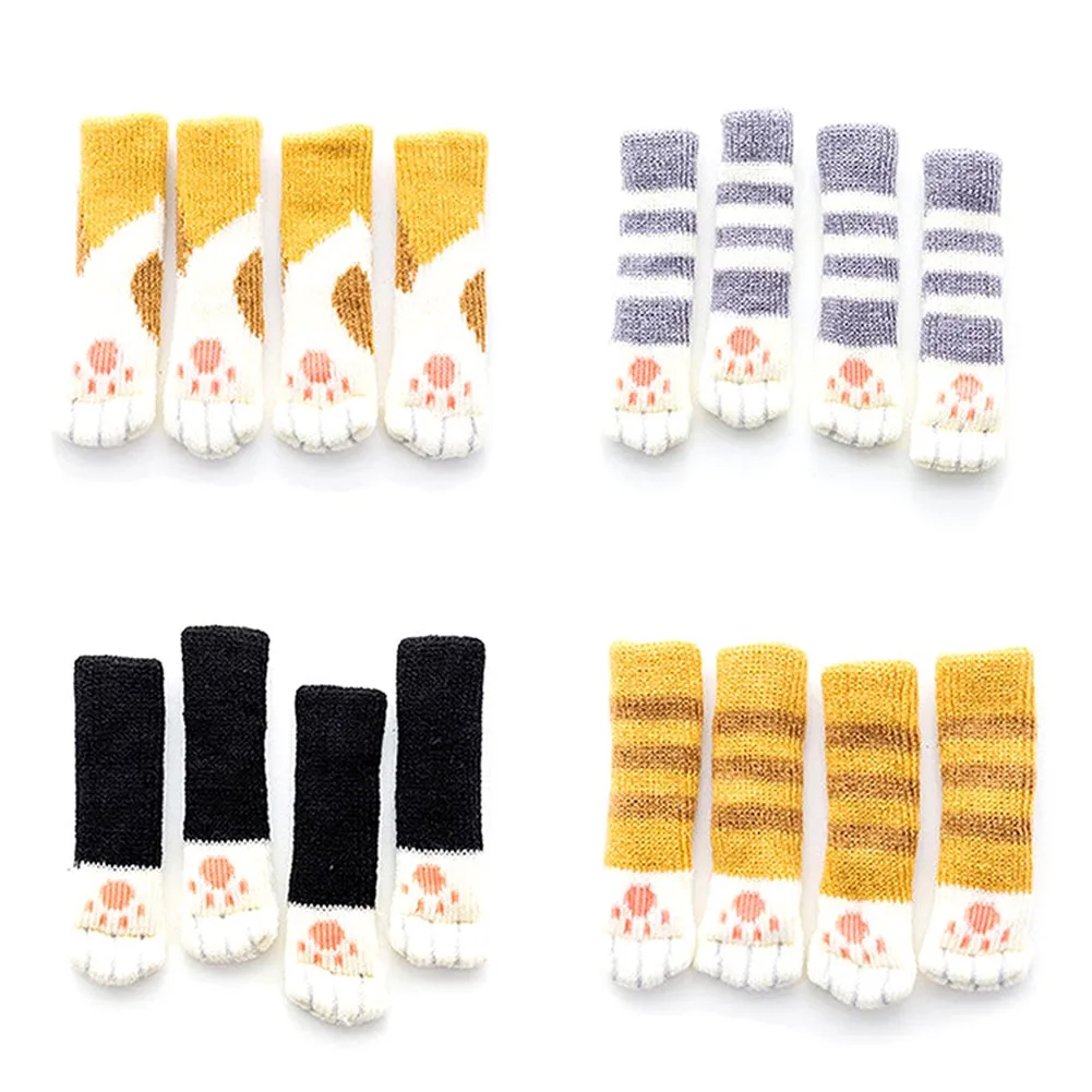 

4pcs /set Cute Cat Paw Table Chair Foot Leg Knit Cover Protector Socks Sleeve Protector 2018