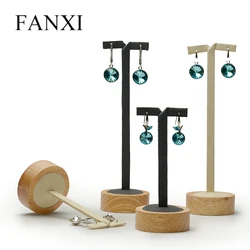 FANXI 2 Pcs /Set Solid Wood Earring Display Stand Round Bottom Earrings Holder Shelf for Jewelry Organizer Earrings Expositor FANXI 2 Pcs /Set Solid Wood Earring Display Stand Round Bottom Earrings Holder Shelf for Jewelry Organizer Earrings Expositor