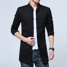 Весенний мужской повседневный Тренч с длинным рукавом, мужской большой размер Hanfu, высококачественный бутик Тан костюм, Винтаж cheongsam для мужчин