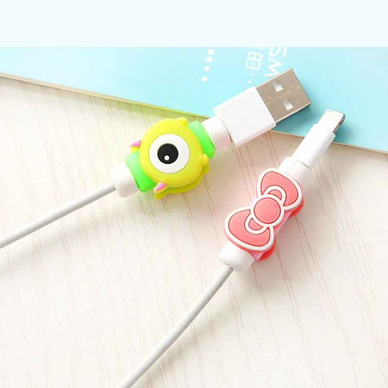 FFFAS USB Cable Protector Phone Line Winder Cover Case Wire Organizer Clip Holder For IPhone 4 5 5s 6 6s 7 7s 8 X Plus Earphone