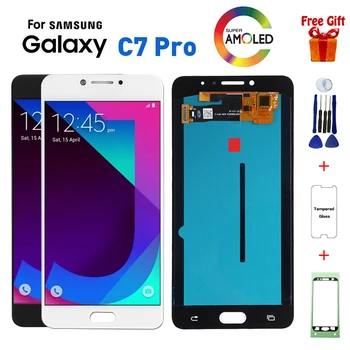 

Super AMOLED LCD Screen for Samsung Galaxy C7 Pro C7010 LCD Display Touch Digitizer Assembly C7 PRO LCD +Glass Protector+Tools