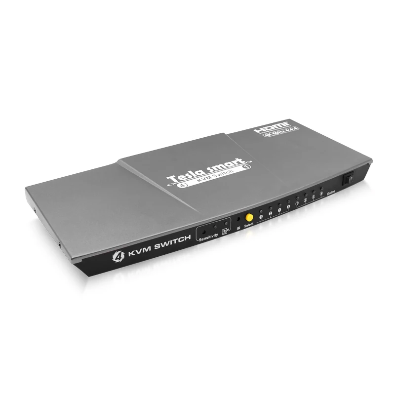 Тесла смарт-серый Высокое качество HDMI 4K @ 60Hz HDMI KVM Switch 4 Порты и разъёмы USB KVM HDMI коммутатора Поддержка 3840*2160/4 K * 2 K очень USB2.0 Порты и разъёмы