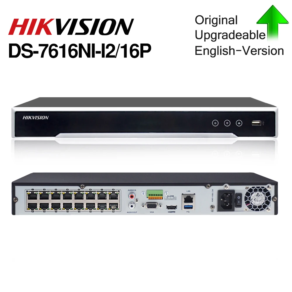 Hikvision DS-7616NI-I2/16P 4K 16 Channel NVR Embedded Plug & Play IP Network Video Recorder Support Onvif H.265/H.264/Mpeg4 English Vision teaker