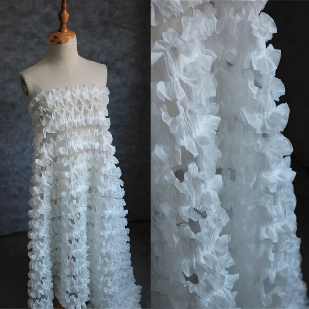 

50*90CM Mesh Fabric Clothing Bowknot Flower Original Three-dimensional Texture Drape Lotus Leaf Edge Fabric Creative Design DIY