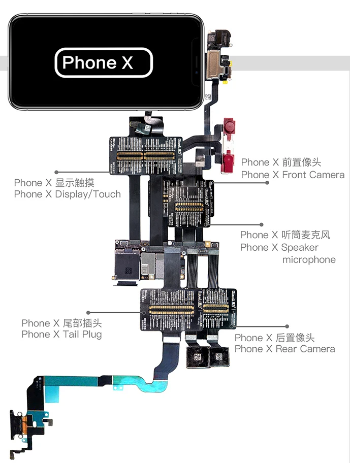 QianLi iBridge FPC Тестовый Кабель для iphone X 6 6S 7 7P 8 8p материнская плата проверка неисправностей сенсорная Передняя Задняя камера отпечаток пальца