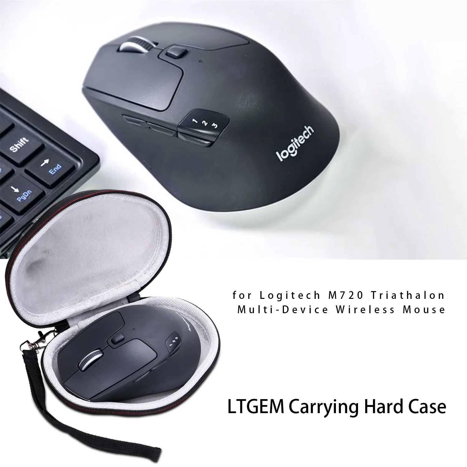 

LTGEM EVA Hard Case for Logitech M720 Triathalon Multi-Device Wireless Mouse - Travel Protective Carrying Bag
