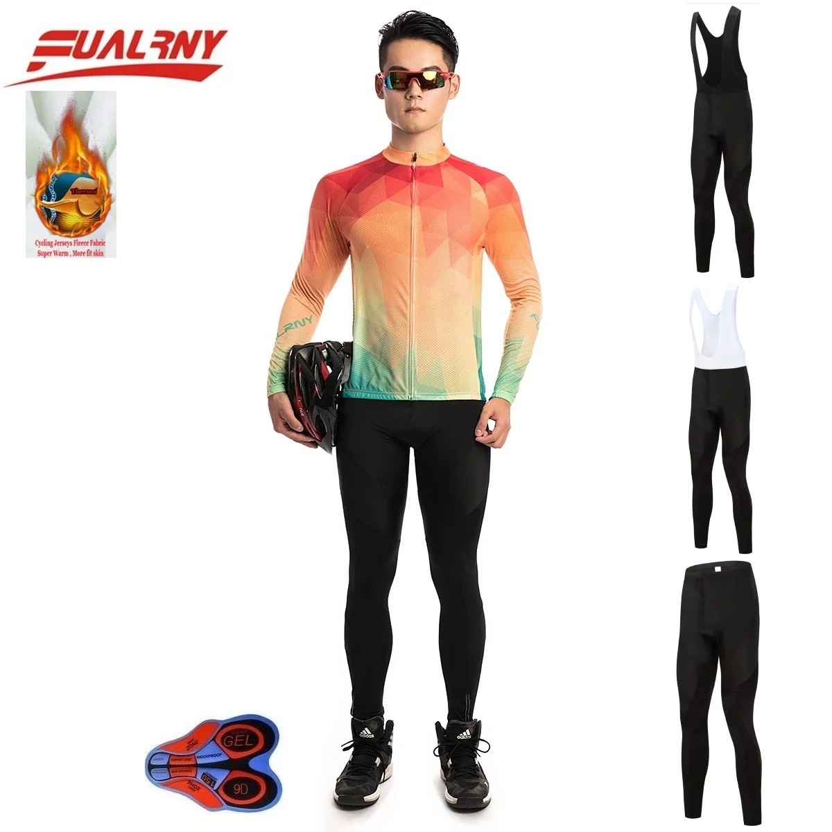 2018 FUALRNY длинный рукав Ropa Ciclismo Велоспорт Джерси наборы 9D гель/Зимняя Теплая