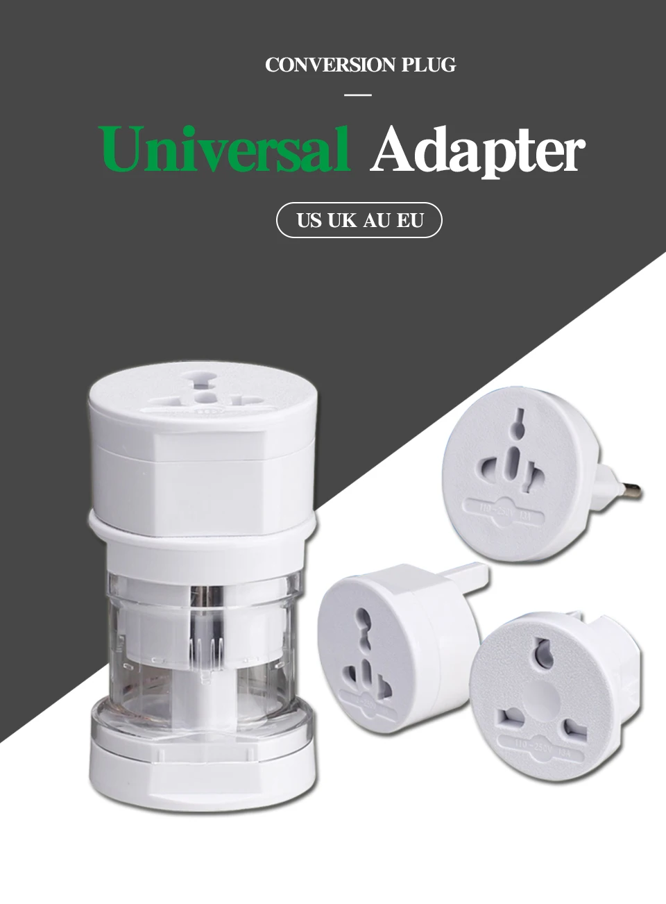 USUKEU EuropeanAU Universal Plug AC Electrical Adapter Portable Power Socket Outlet All in One Travel Converter Worldwide Use (1)