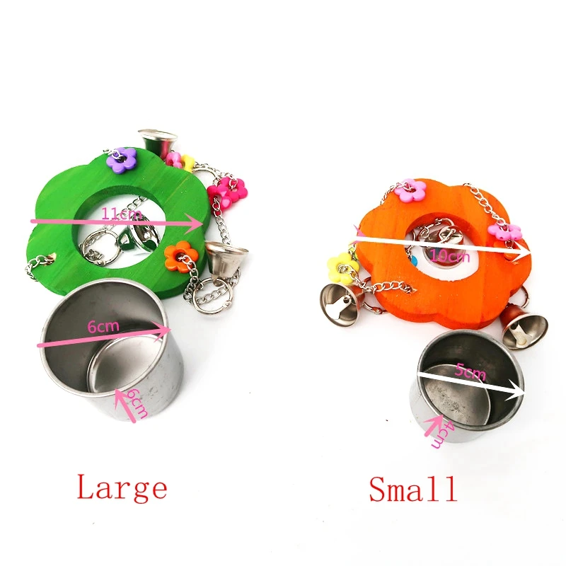 Colorful Parrot Toys Hanging Food Box Pet Bird Feeding Bowl Cage Toy for Parrots Birds Hammock Bell Holder Home Decor